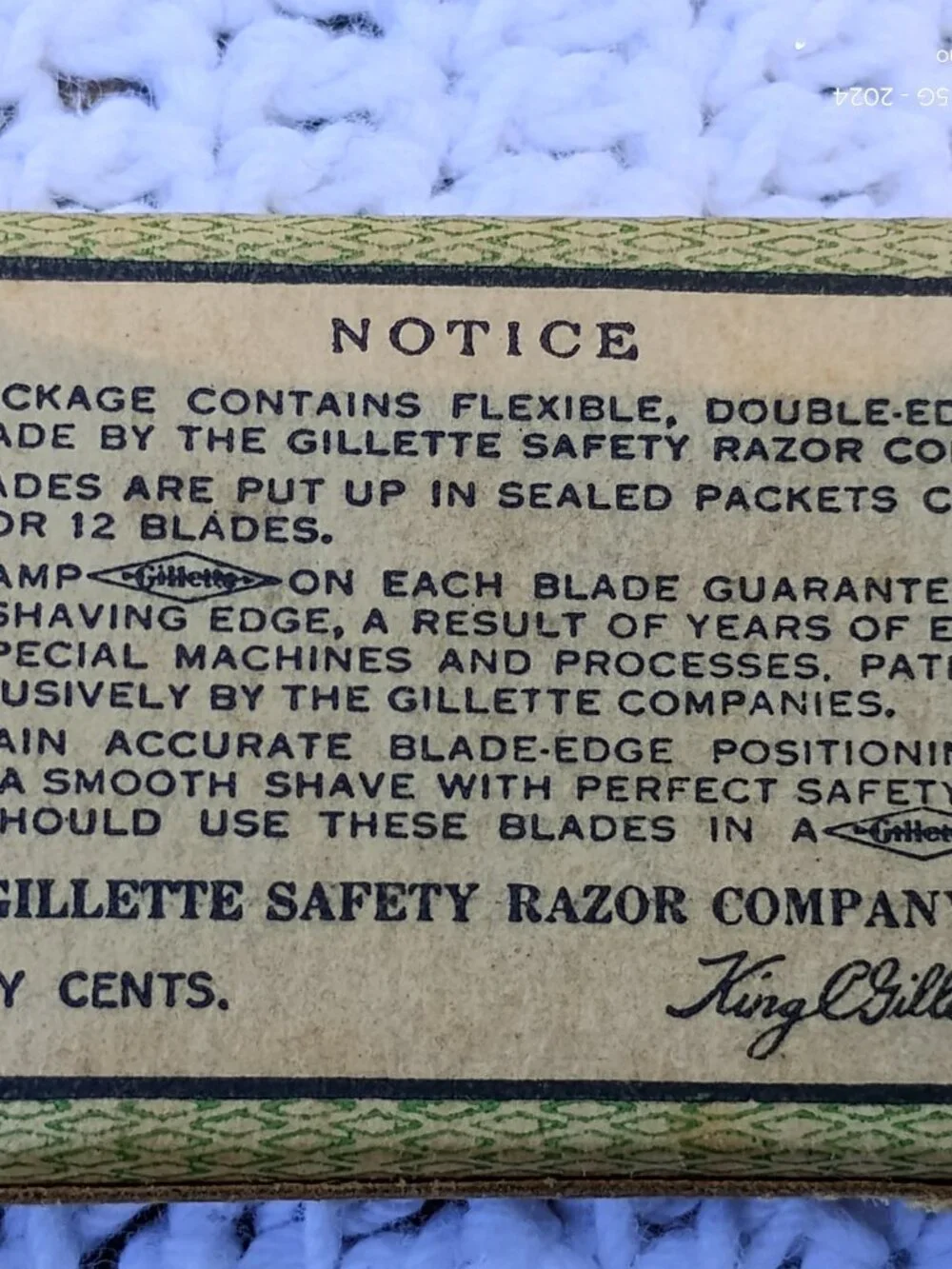 antique Gillette razor blades 1 full 1 partial packs Made in USA circa 1911-1927